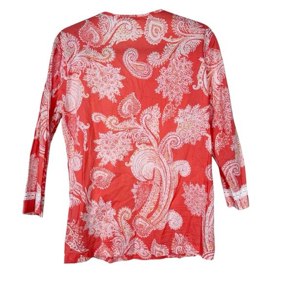 J. McLaughlin Cotton Paisley V-Neck Blouse Size Medium - Picture 3 of 6